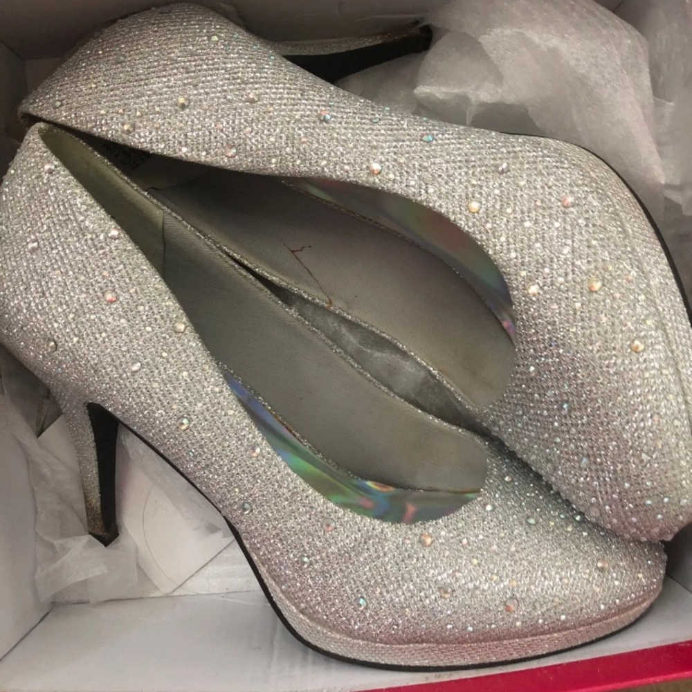 Silver diamond heels